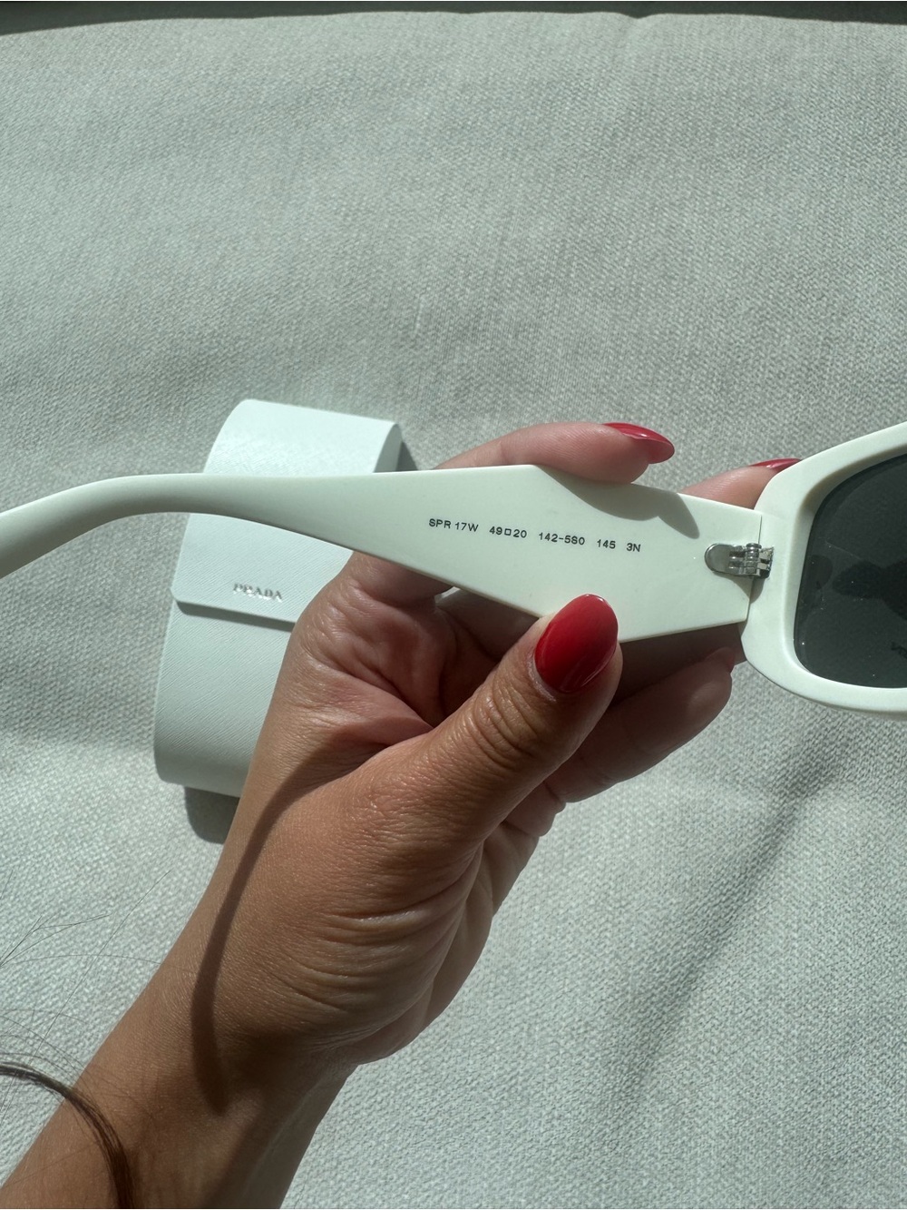 White Retro Prada Rectangle Sunglasses - Picture 4 of 6
